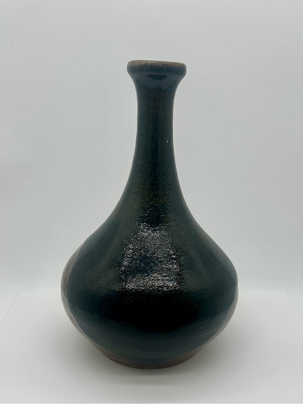 Mid-Century Modern Style Ceramic Bud Vase – Two-Tone Hand-Thrown Studio Art—-8”
